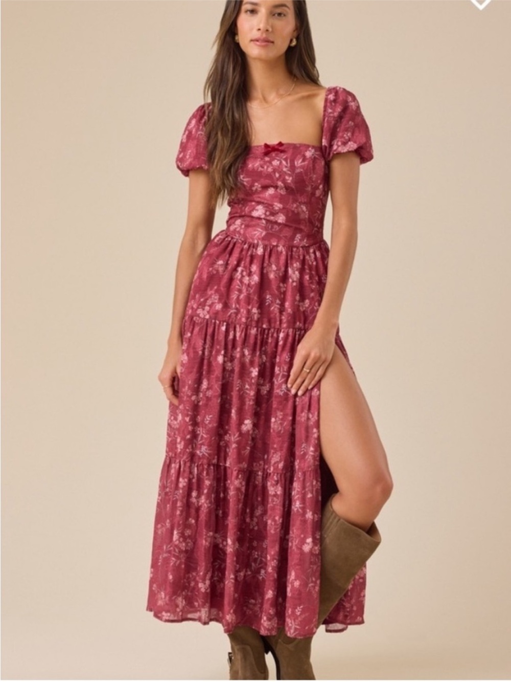 Altar’d State pink maroon floral dress size small